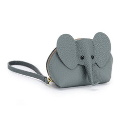 Cute Coin Purse Leather Cartoon Elephant Almond Green