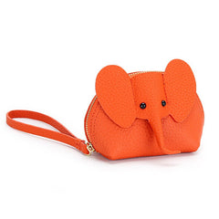Cute Coin Purse Leather Cartoon Elephant Orange