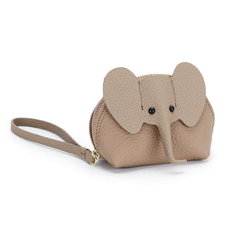 Cute Coin Purse Leather Cartoon Elephant Gray