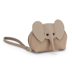 Cute Coin Purse Leather Cartoon Elephant Gray