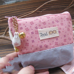 Cute Creative Personalized Cartoon Ladies Short Wallet Pink and purple