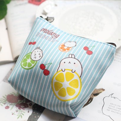 Cute Creative Personalized Cartoon Ladies Short Wallet Blue glutinous rice rabbit