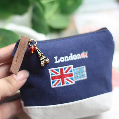 Cute Creative Personalized Cartoon Ladies Short Wallet Black tower