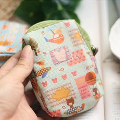 Cute Creative Personalized Cartoon Ladies Short Wallet Mobile phone bag green bear