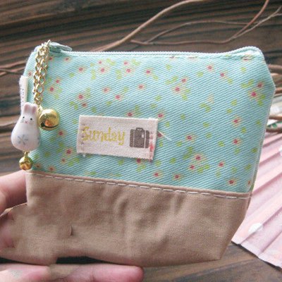 Cute Creative Personalized Cartoon Ladies Short Wallet Green brown series