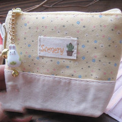 Cute Creative Personalized Cartoon Ladies Short Wallet Beige series