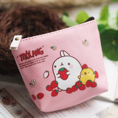 Cute Creative Personalized Cartoon Ladies Short Wallet Pink glutinous rice rabbit