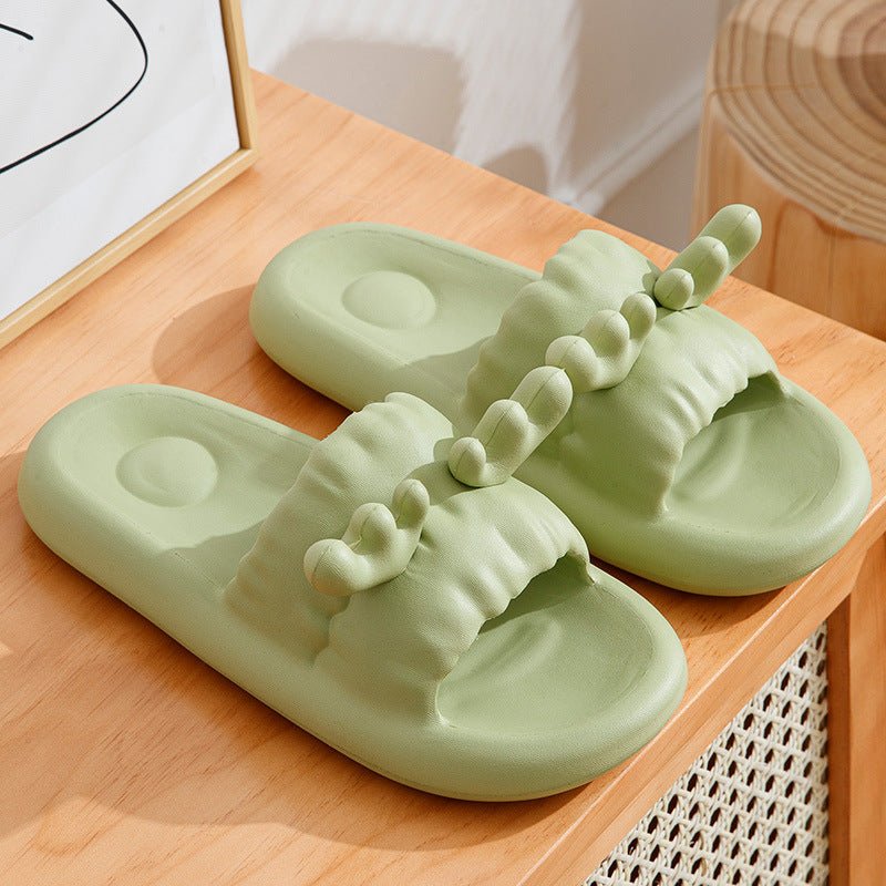 Cute Playful Deer Horn Slippers Summer Women's Comfort House Shoes Green