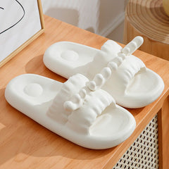 Cute Playful Deer Horn Slippers Summer Women's Comfort House Shoes White