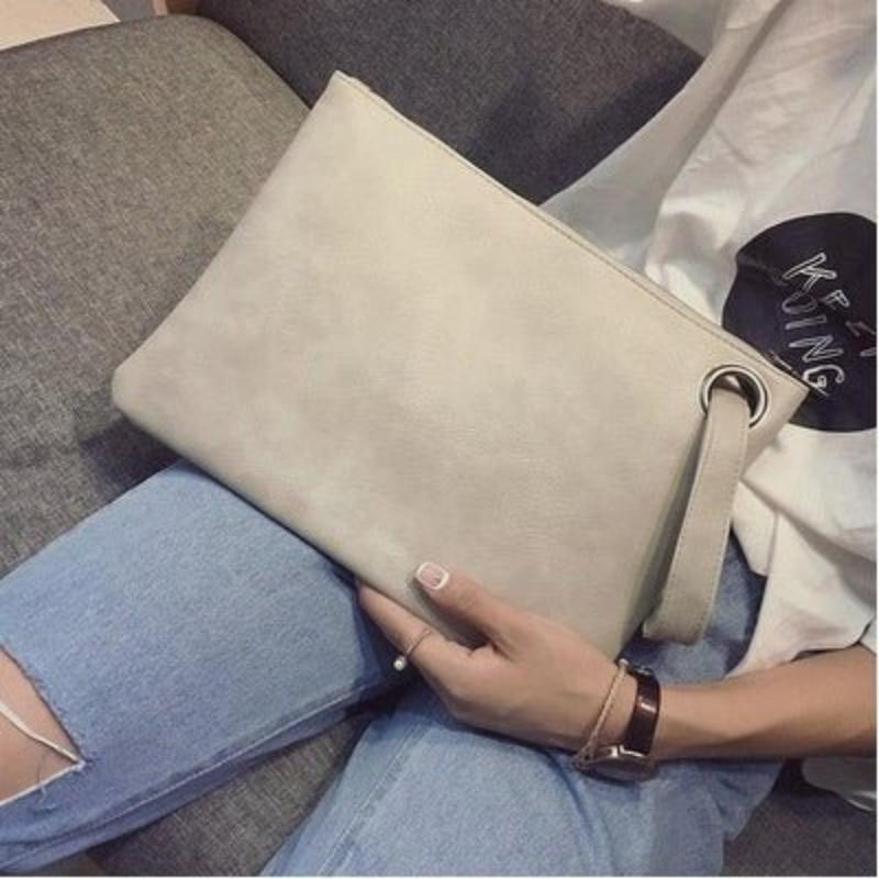 Dark Grain Clutch PU Office Casual Bag Beige