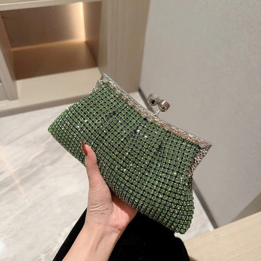 Dazzling Elegance: Water Diamond Women's Dinner Bag Green