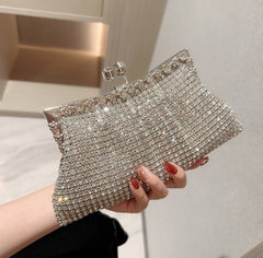Dazzling Elegance: Water Diamond Women's Dinner Bag Silver