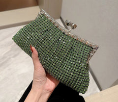 Dazzling Elegance: Water Diamond Women's Dinner Bag Green
