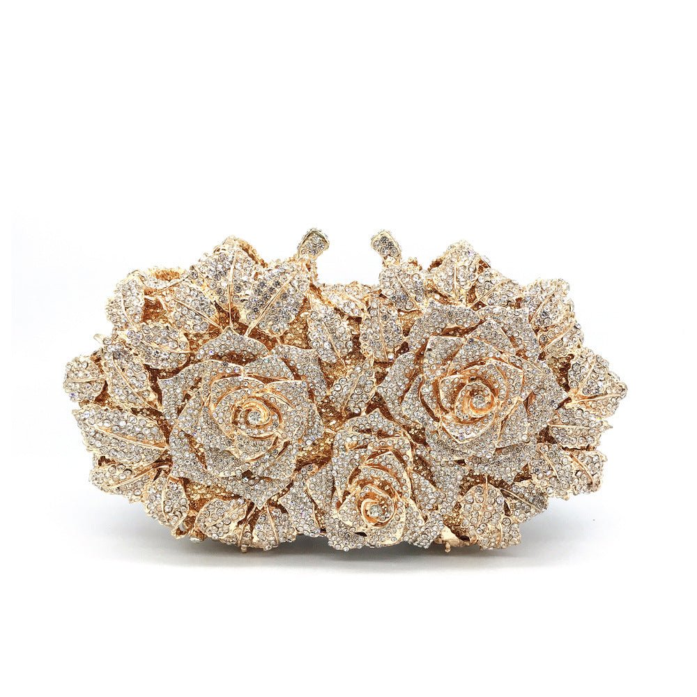 Dazzling Rose Diamond Hollow Dinner Bag Gold