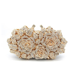 Dazzling Rose Diamond Hollow Dinner Bag Gold