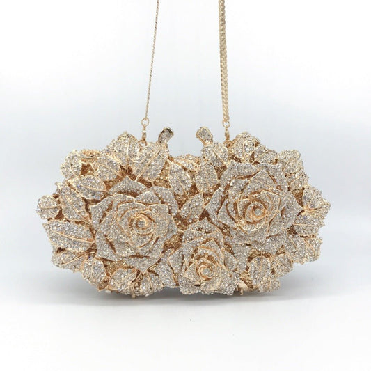 Dazzling Rose Diamond Hollow Dinner Bag Gold