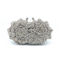 Dazzling Rose Diamond Hollow Dinner Bag Silver