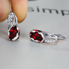 Dazzling Water Blue Diamond Zircon Ear Clip - Champagne Gold Plated Earring Platinum Olive Red