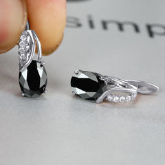 Dazzling Water Blue Diamond Zircon Ear Clip - Champagne Gold Plated Earring Platinum Black