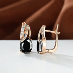 Dazzling Water Blue Diamond Zircon Ear Clip - Champagne Gold Plated Earring Gold Black Diamond