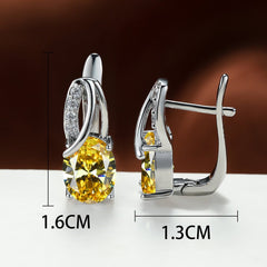 Dazzling Water Blue Diamond Zircon Ear Clip - Champagne Gold Plated Earring Platinum Yellow