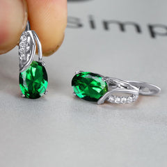 Dazzling Water Blue Diamond Zircon Ear Clip - Champagne Gold Plated Earring Platinum Green