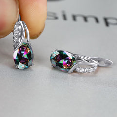 Dazzling Water Blue Diamond Zircon Ear Clip - Champagne Gold Plated Earring Platinum Colorful