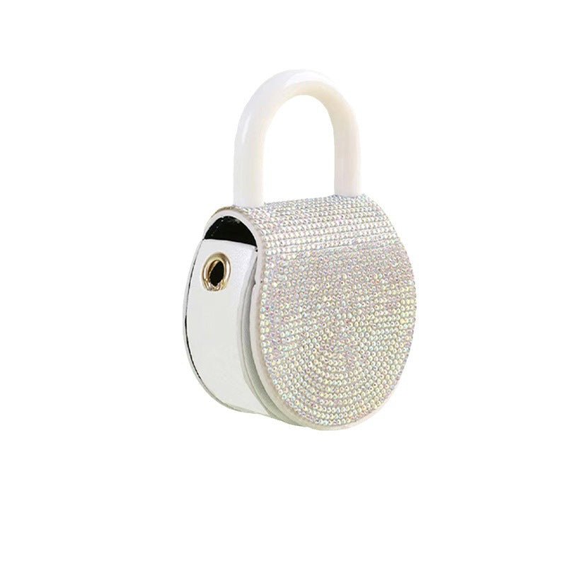 Diamond - Adorned Simple Small Round Handle Bag Small Round Bag Black