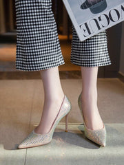 Diamond Bird Banquet Full Diamond Dress High Heels for Women Champagne