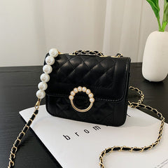 Diamond Chain Crossbody Shoulder Bag for Chic Elegance Black Small