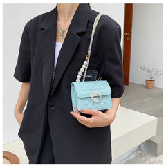 Diamond Chain Crossbody Shoulder Bag for Chic Elegance Blue Plus Size