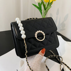 Diamond Chain Crossbody Shoulder Bag for Chic Elegance Black Large
