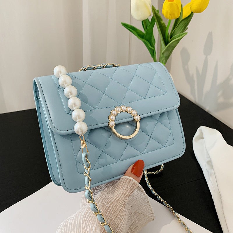 Diamond Chain Crossbody Shoulder Bag for Chic Elegance Blue Plus Size
