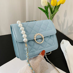 Diamond Chain Crossbody Shoulder Bag for Chic Elegance Blue Plus Size