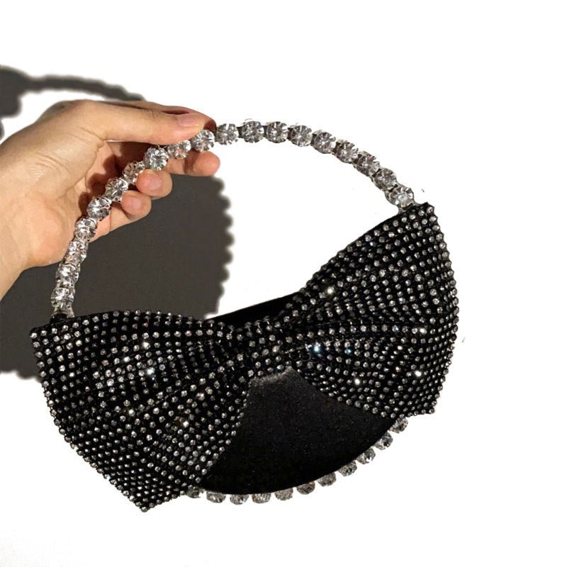 Diamond Clutch Bow Handbag Black