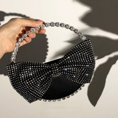 Diamond Clutch Bow Handbag Black