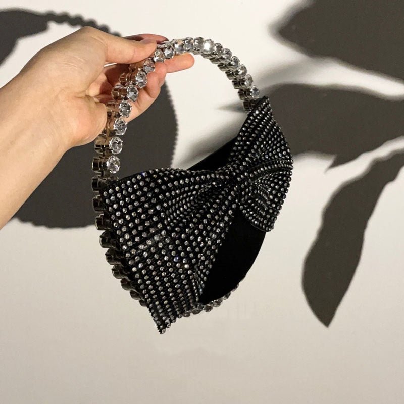 Diamond Clutch Bow Handbag Black