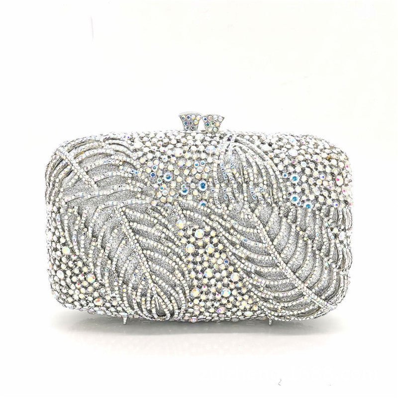 Diamond Cutout Leaf Evening Cheongsam Party Clutch White