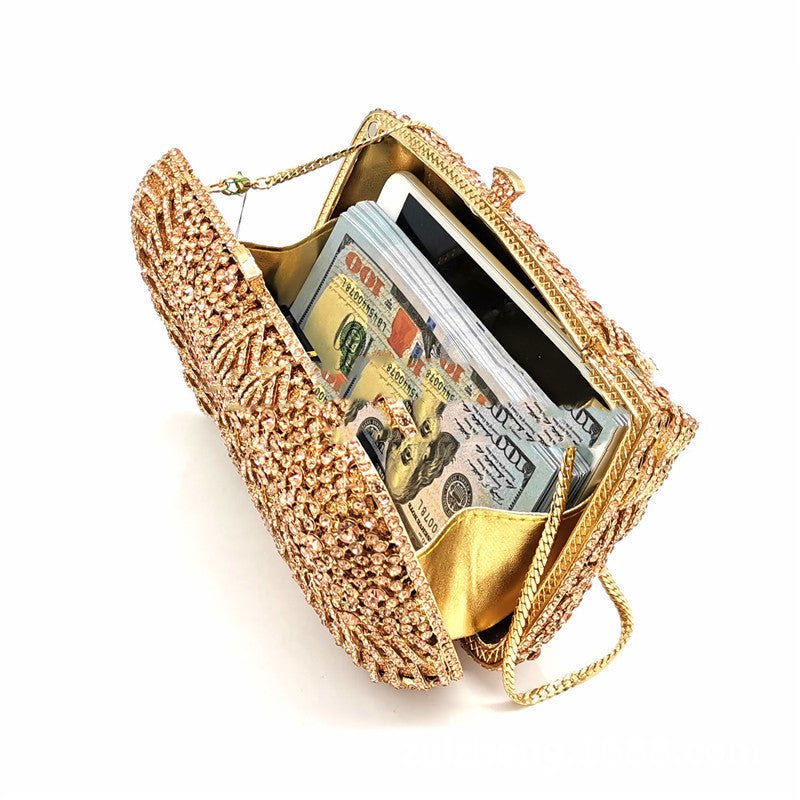 Diamond Cutout Leaf Evening Cheongsam Party Clutch Apricot