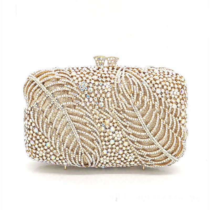 Diamond Cutout Leaf Evening Cheongsam Party Clutch Gold