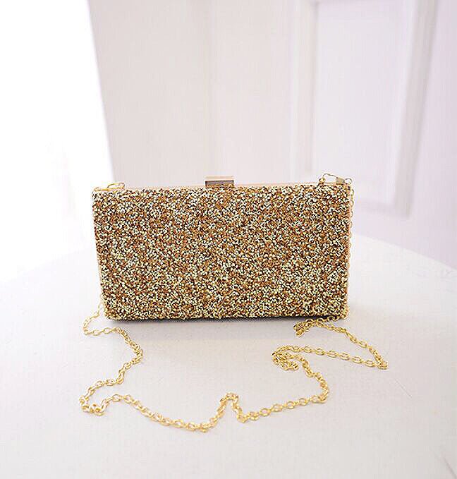 Diamond - Encrusted Elegant Clutch Bag for Party Events Gold