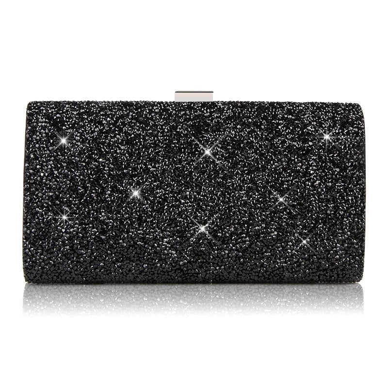 Diamond - Encrusted Elegant Clutch Bag for Party Events Black