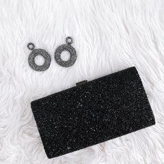 Diamond - Encrusted Elegant Clutch Bag for Party Events A Black