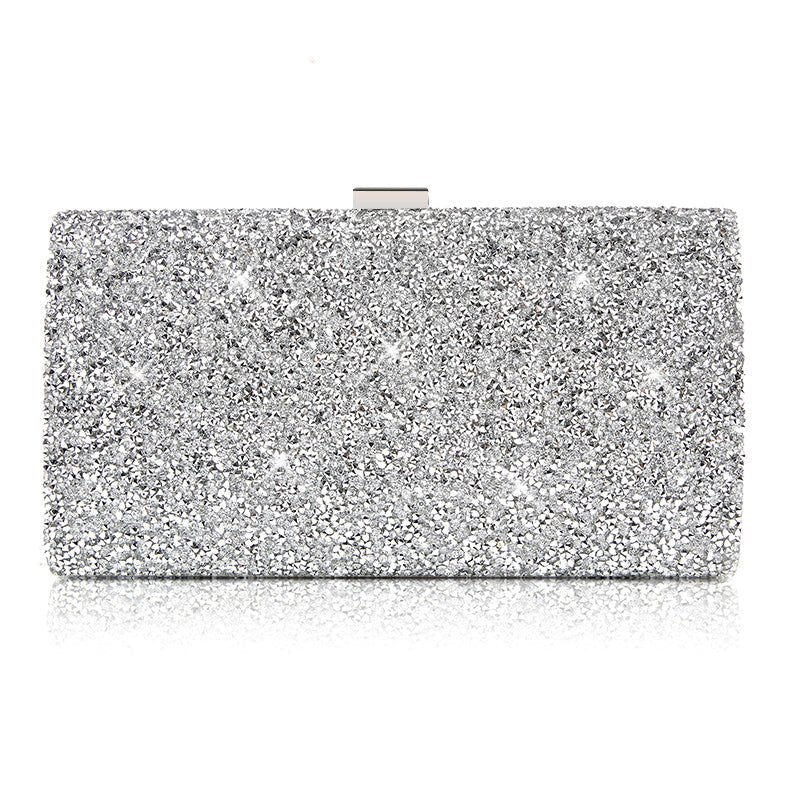 Diamond - Encrusted Elegant Clutch Bag for Party Events Silver