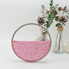 Diamond Heart - shaped Clutch Diamond Dinner Bag Clutch Small fluorescent pink