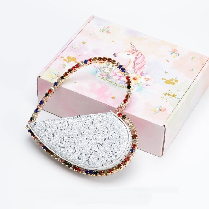 Diamond Heart - shaped Clutch Diamond Dinner Bag Clutch Small Fluorescent purple