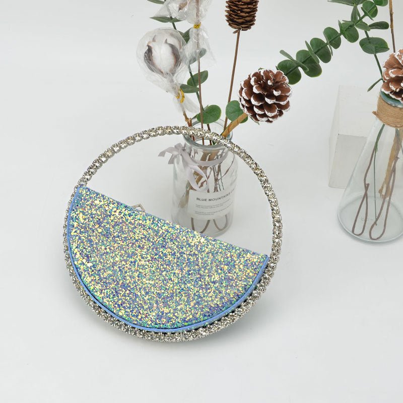 Diamond Heart - shaped Clutch Diamond Dinner Bag Clutch Small Fluorescent purple