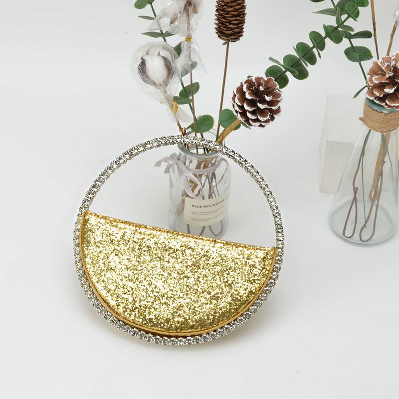 Diamond Heart - shaped Clutch Diamond Dinner Bag Clutch Small Fluorescent yellow