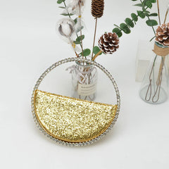 Diamond Heart - shaped Clutch Diamond Dinner Bag Clutch Small Fluorescent yellow