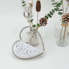 Diamond Heart - shaped Clutch Diamond Dinner Bag Clutch Small Fluorescent white